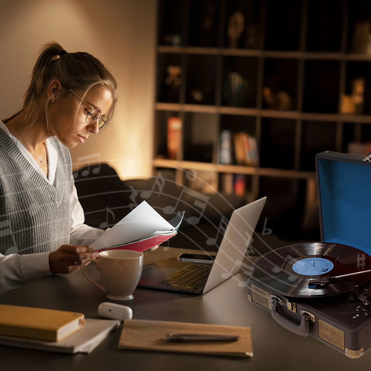 Laser Bluetooth Suitcase Turntable with Speaker - Image 4