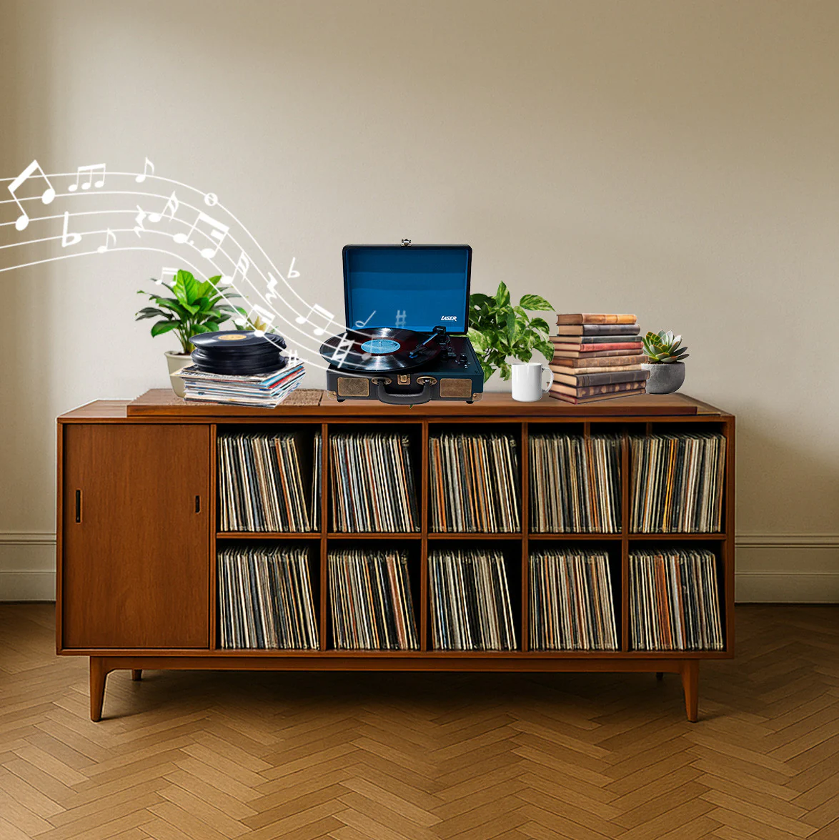 Laser Bluetooth Suitcase Turntable with Speaker - Image 5