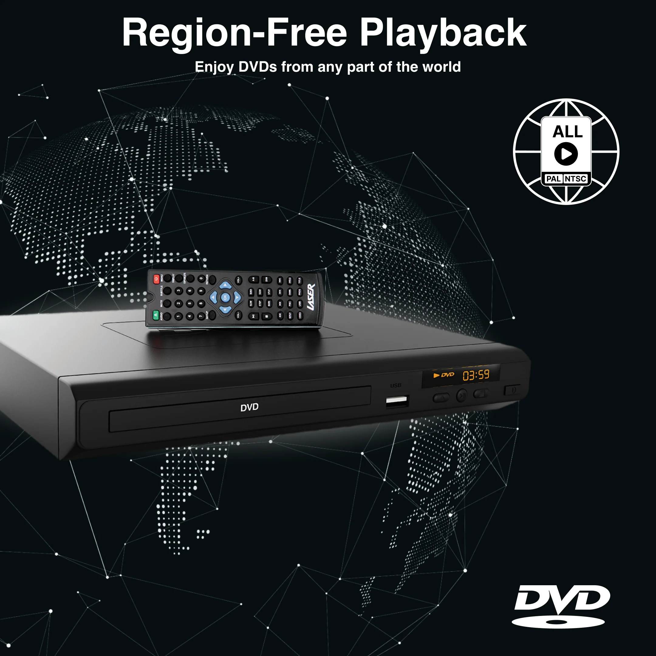 Laser Multi-Region DVD Player with Composite and HDMI (Black) - Image 2