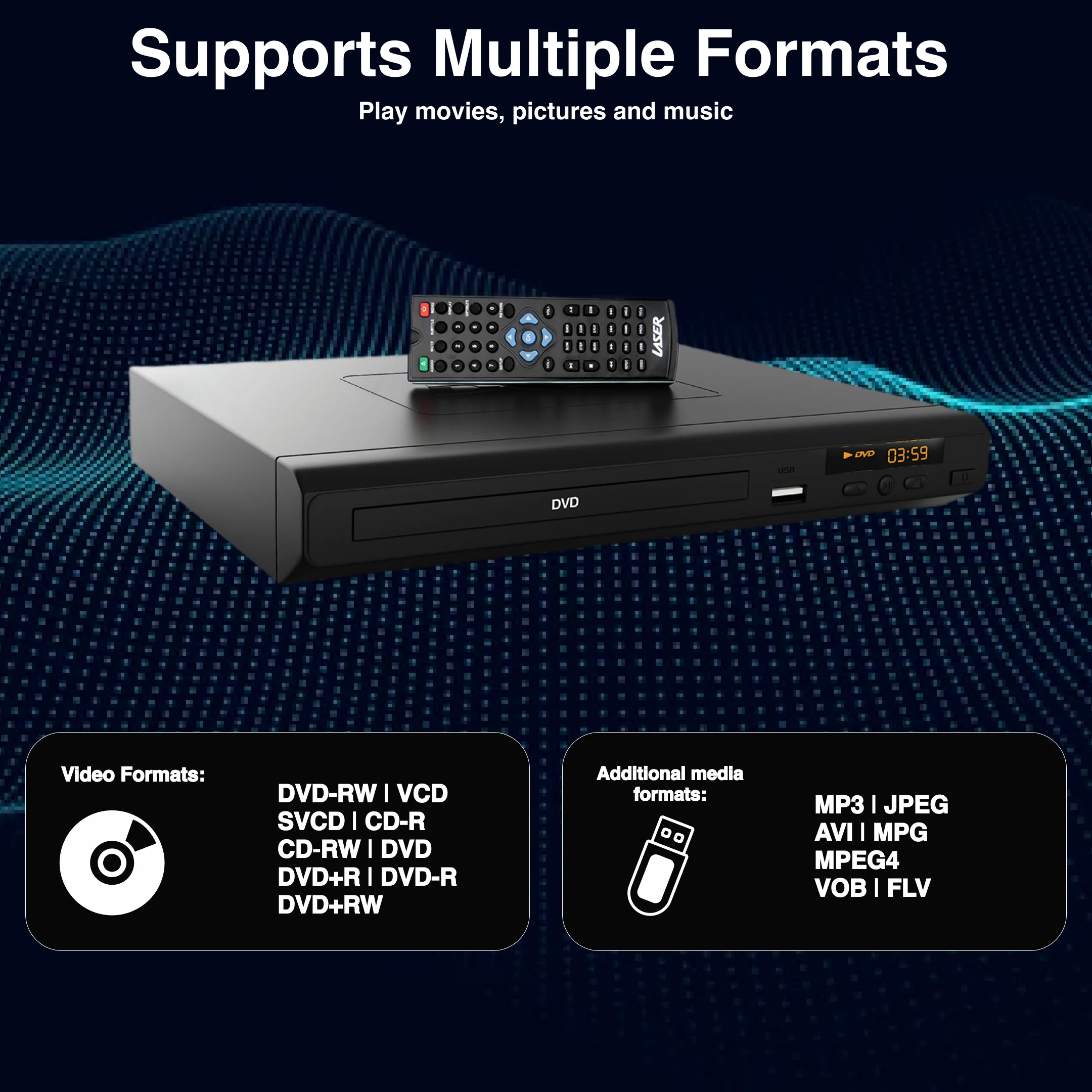 Laser Multi-Region DVD Player with Composite and HDMI (Black) - Image 4