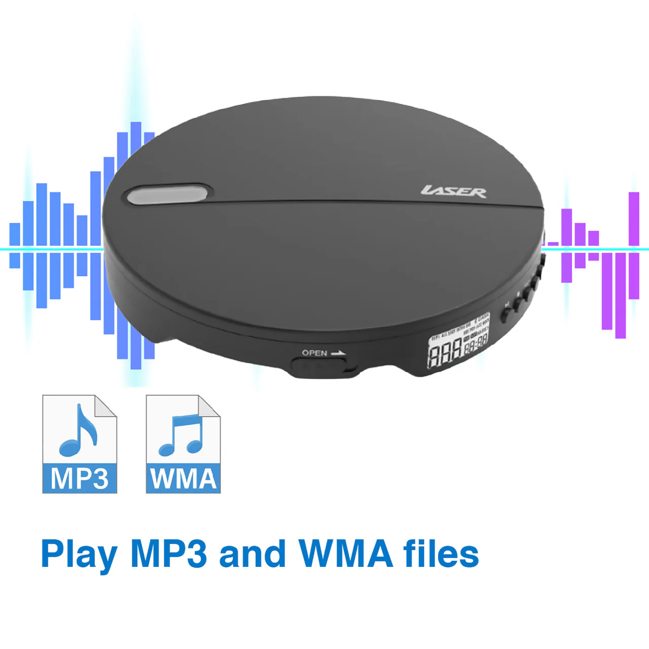 Laser Portable CD/MP3 Player with Anti-Skip + Headphones (Black) - Image 5
