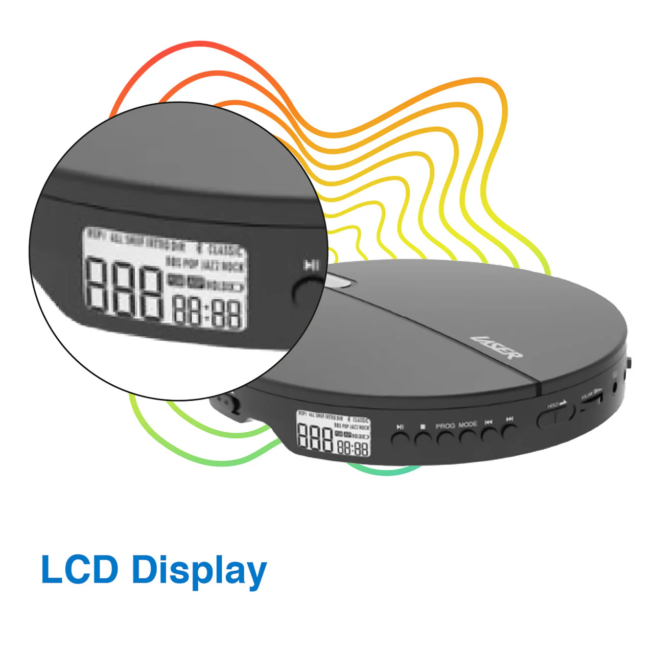 Laser Portable CD/MP3 Player with Anti-Skip + Headphones (Black) - Image 7