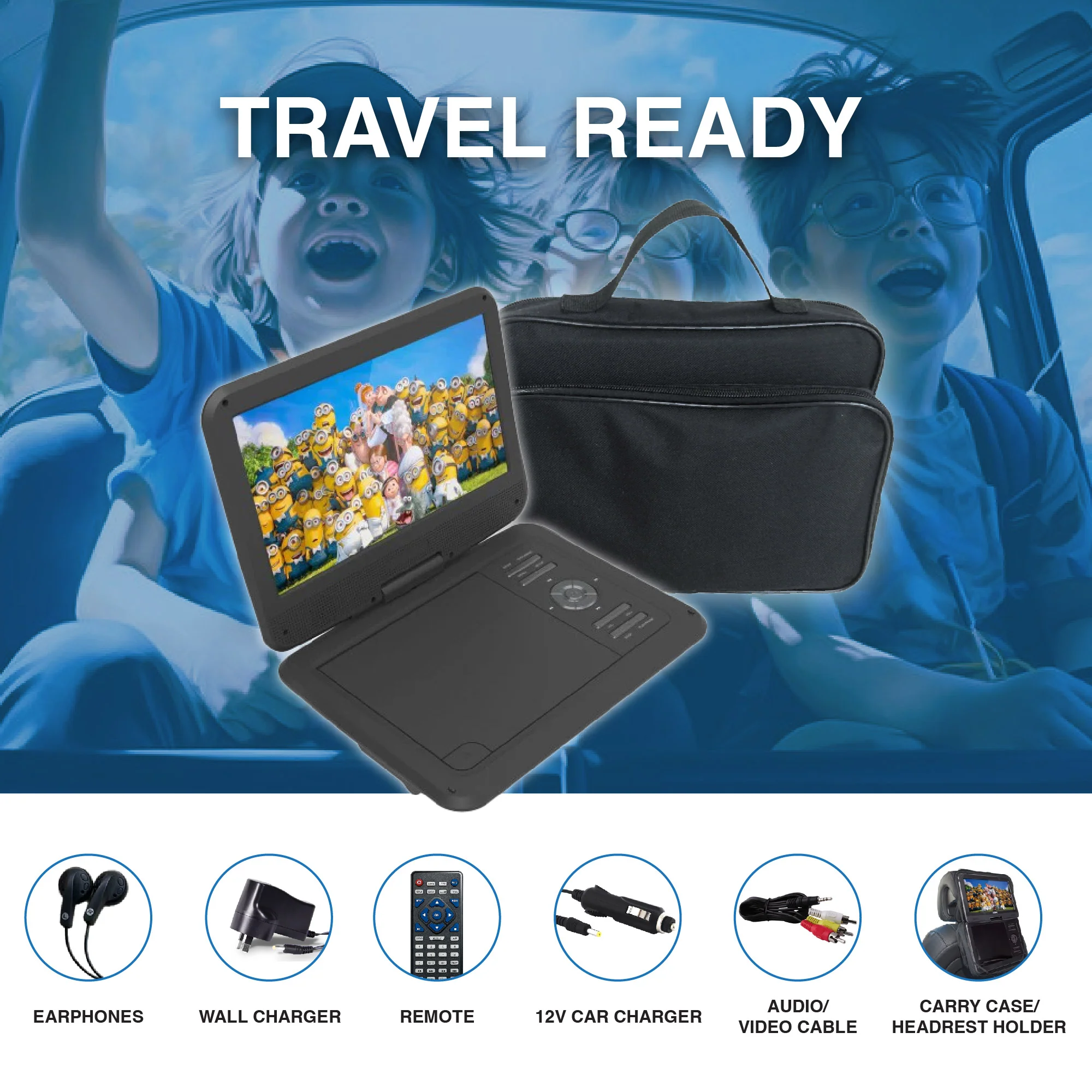 Laser Portable DVD Player 10" Screen with Anti-Skip Technology (Black) - Image 2