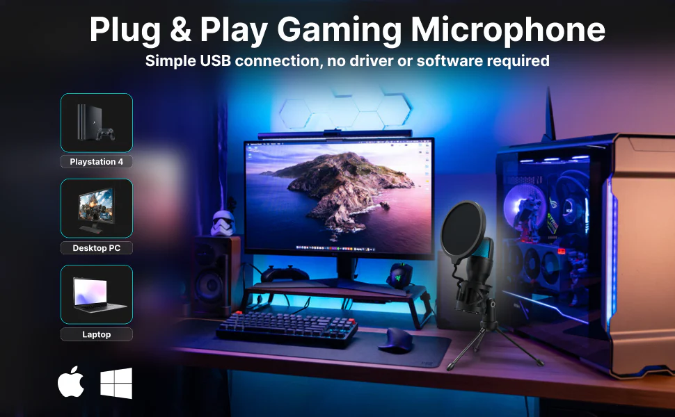 Laser RGB Gaming Desktop Microphone Plug-and-Play (Black) - Image 2
