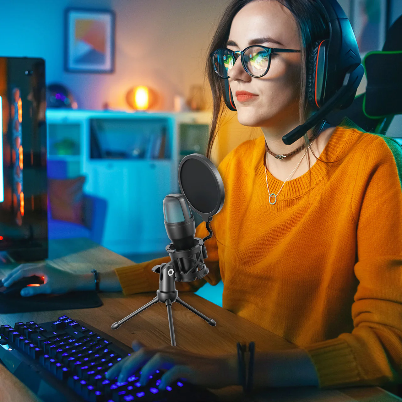 Laser RGB Gaming Desktop Microphone Plug-and-Play (Black) - Image 9