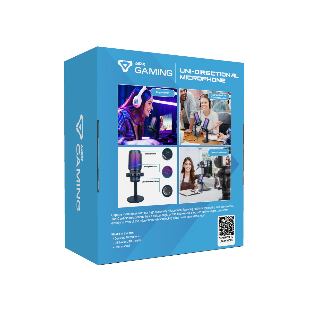 Laser RGB Gaming Microphone - Cardioid, Pop Filter, & Headphone Jack (Black) - Image 9