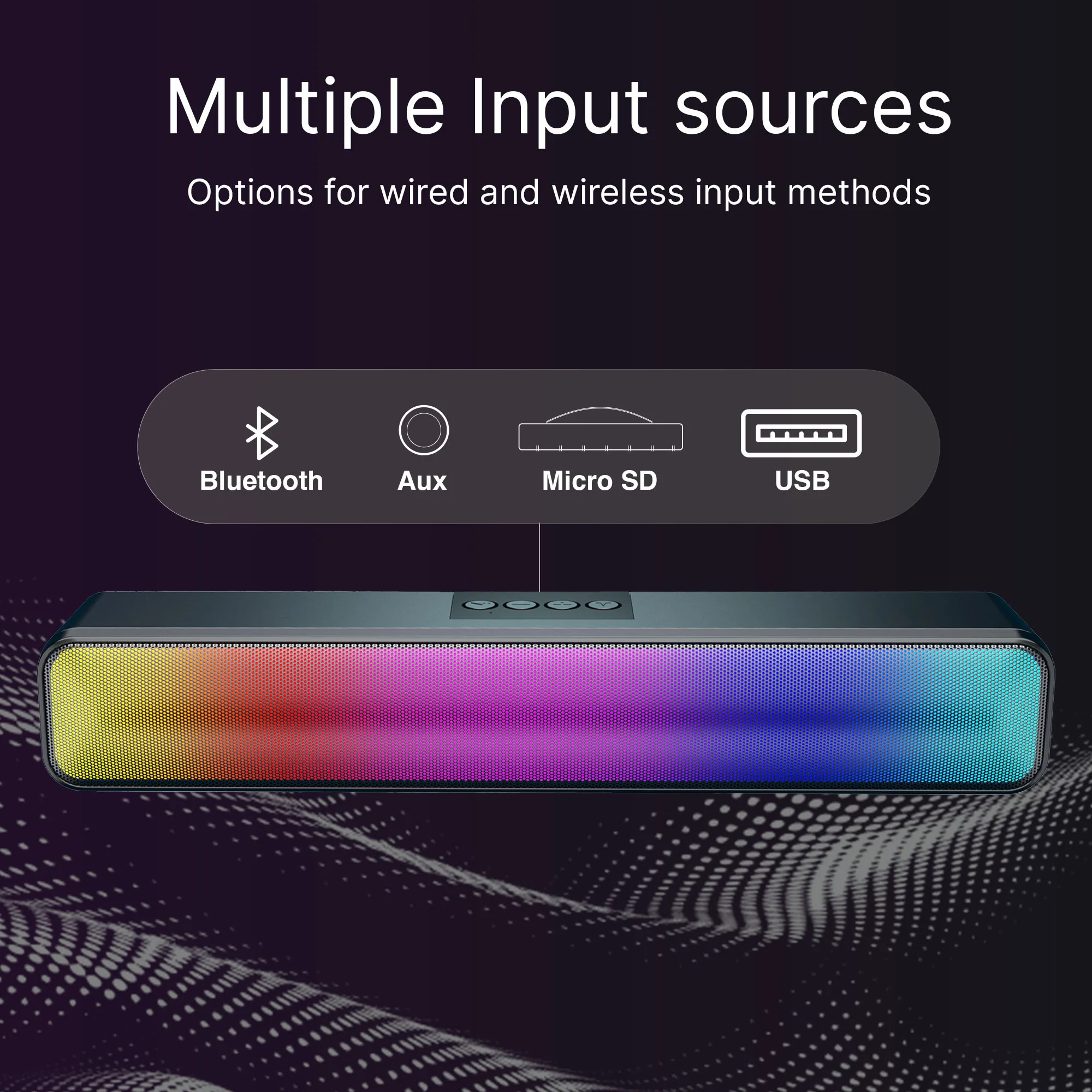 Laser RGB Portable Bluetooth Gaming Soundbar with Multi-Input - Image 2