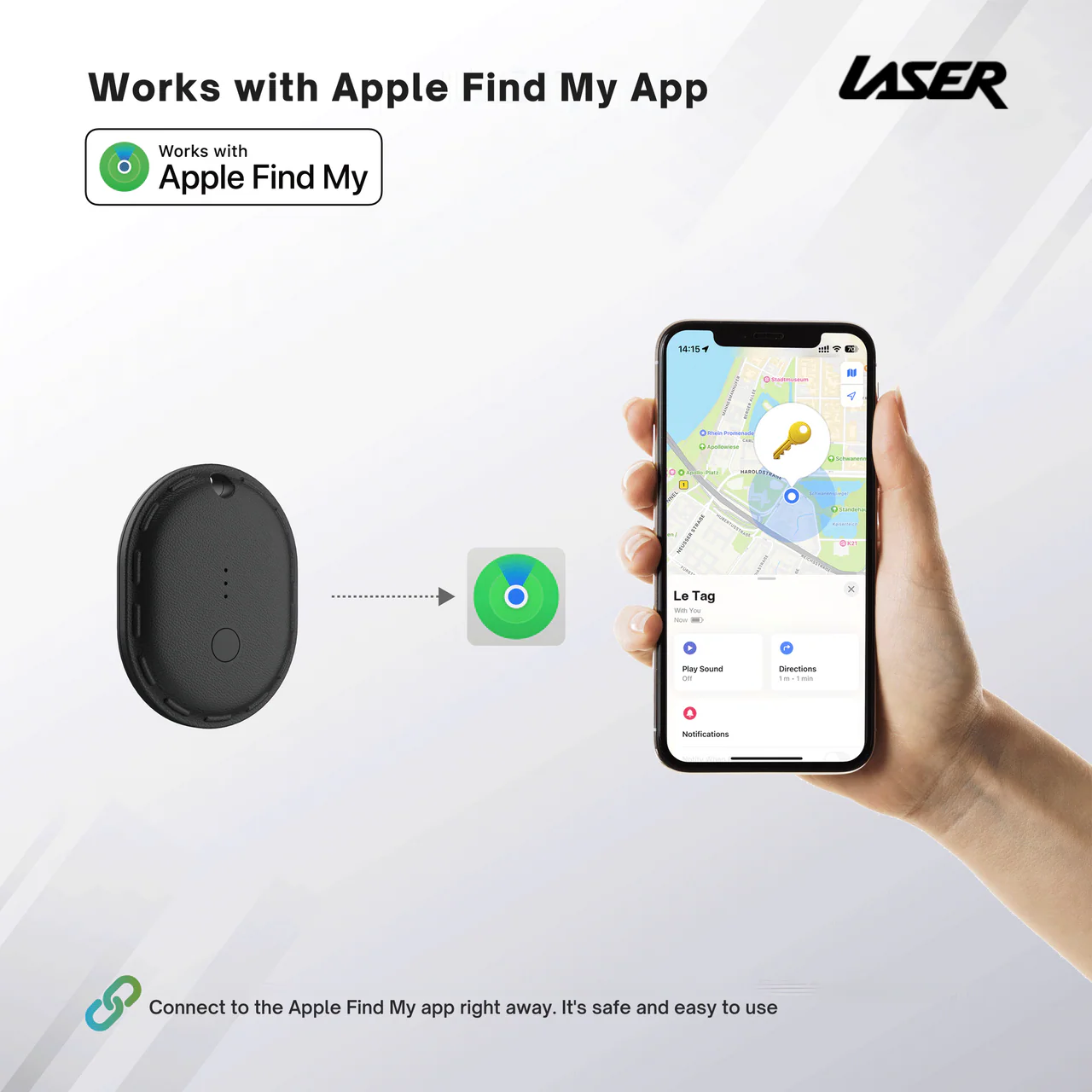 Laser Smart Tag – Compatible with Apple Find My (Black) - Image 4