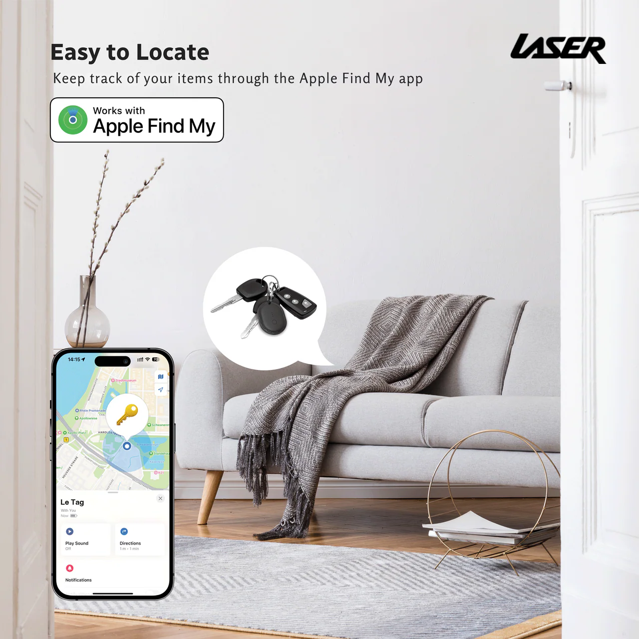 Laser Smart Tag – Compatible with Apple Find My (Black) - Image 6