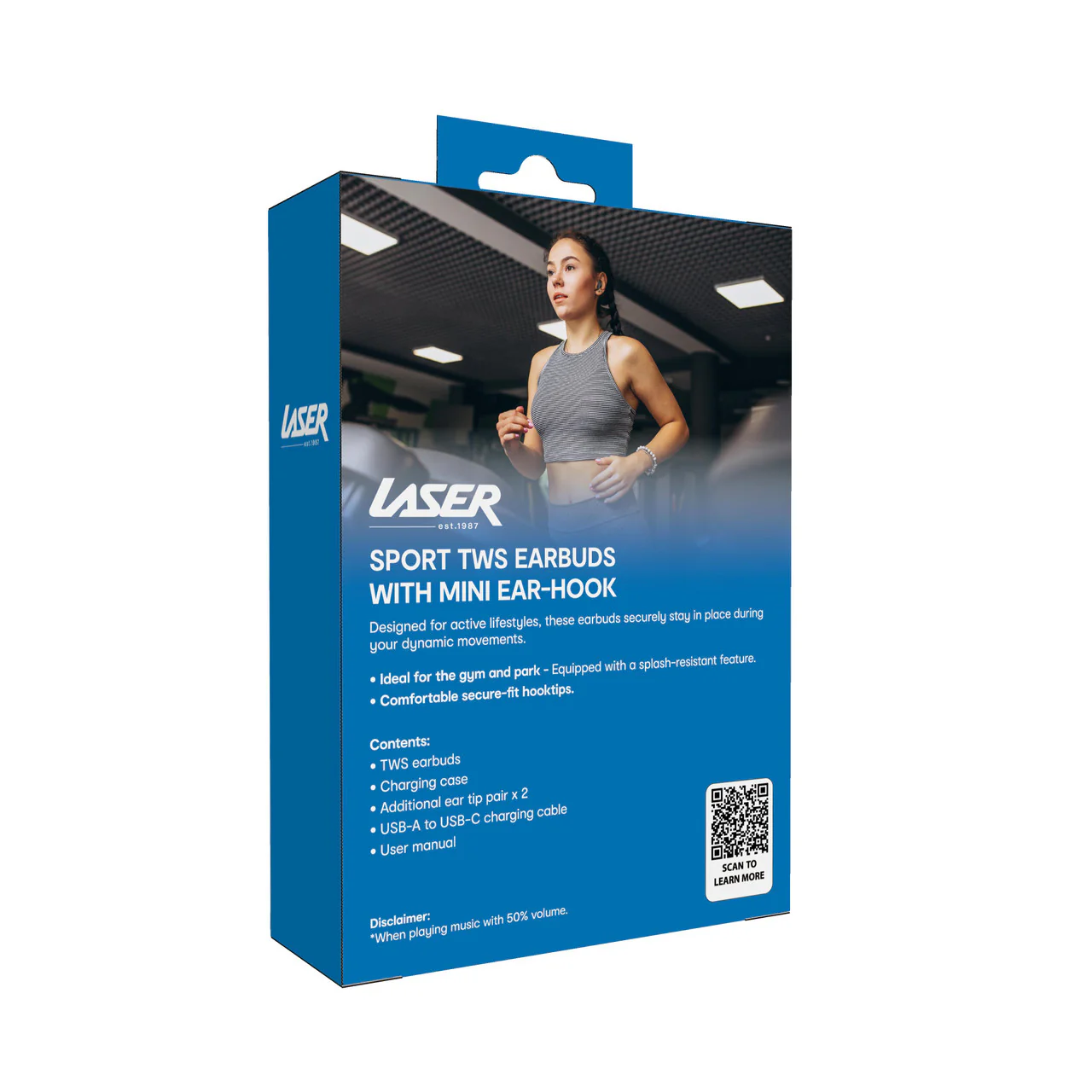 Laser Sport TWS Earbuds with Mini Ear-Hook Black - Image 3