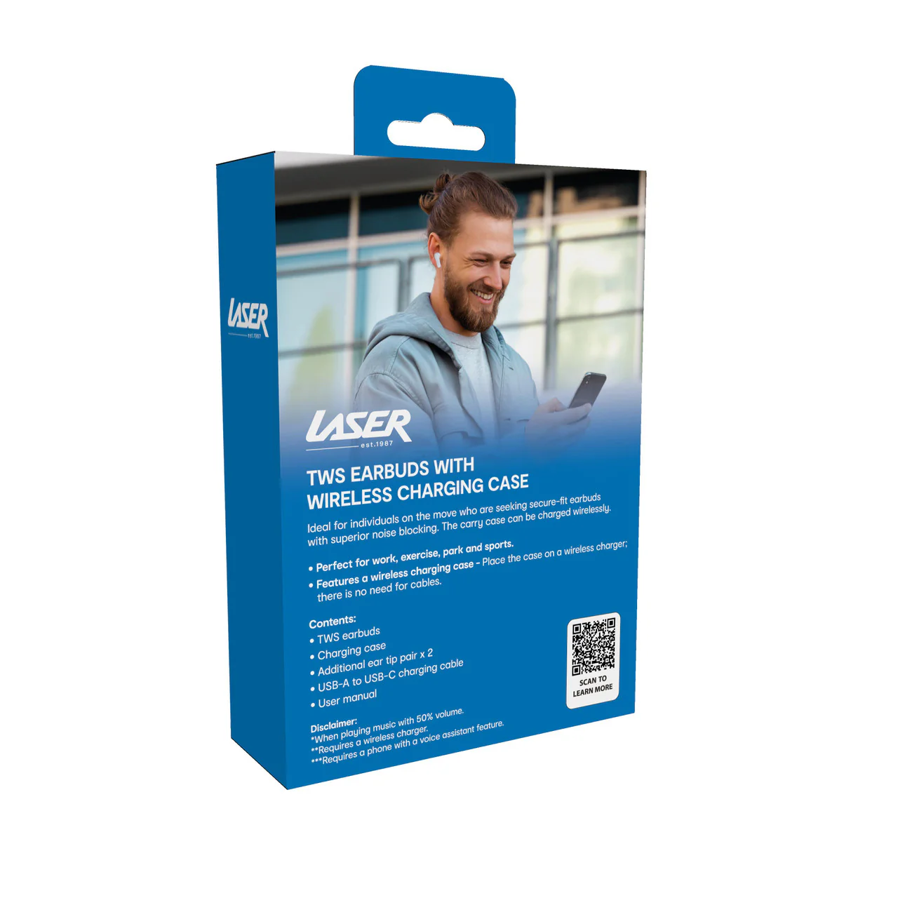 Laser TWS Earbuds with Charge Case (White) - Image 4