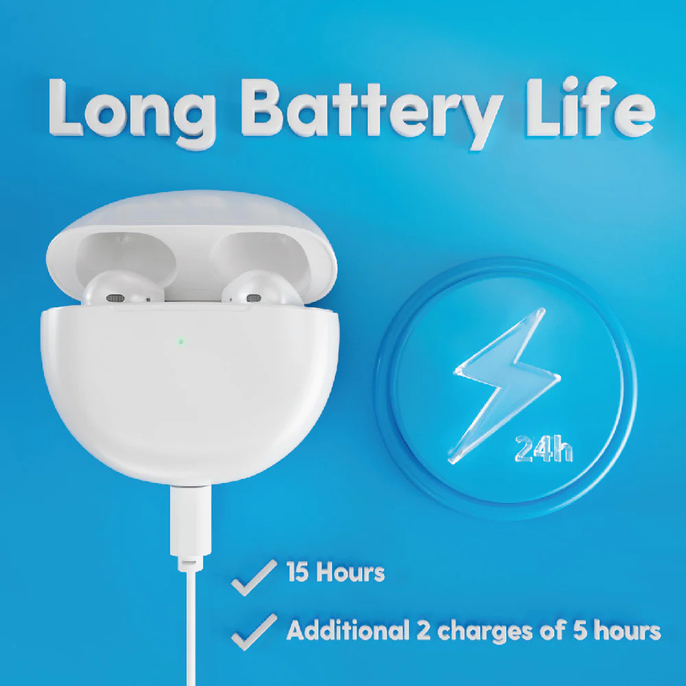 Laser TWS Earbuds with Voice Assistant and Charging Case (White) - Image 4
