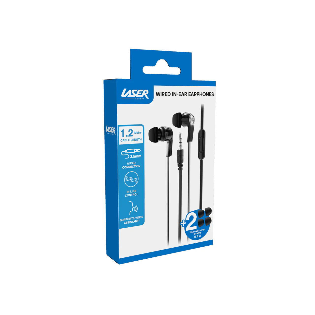 Laser Wired In-Ear Earphones (Black) - Image 3