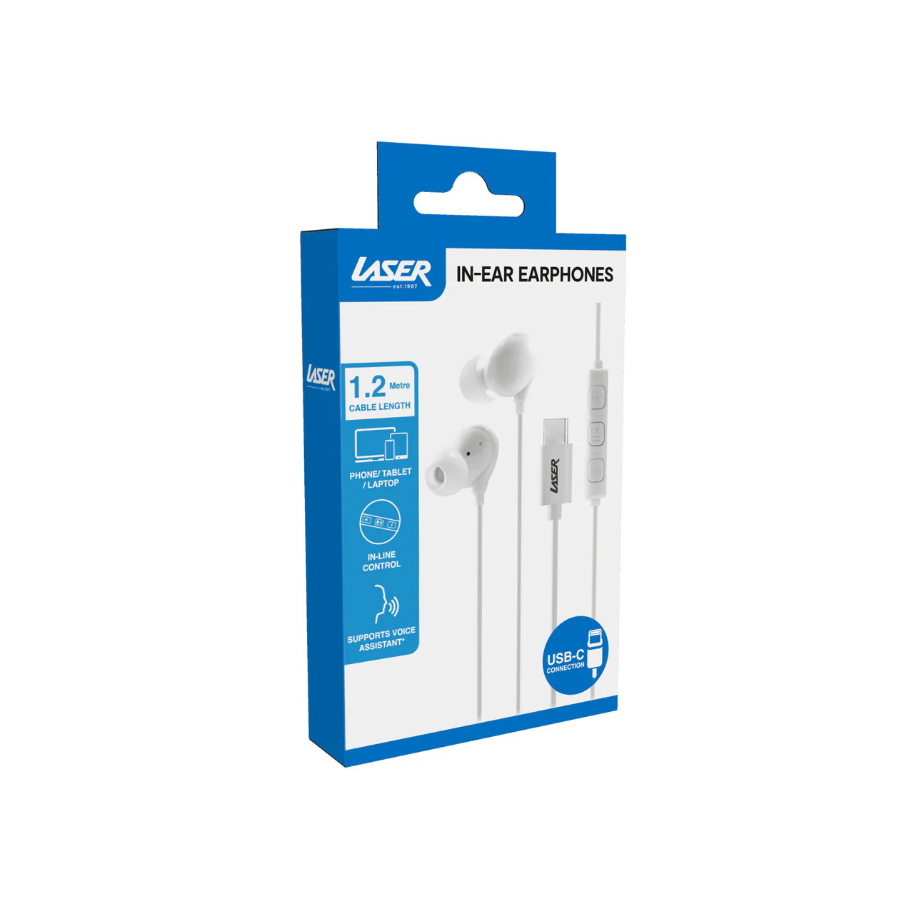 Laser Wired In-Ear Earphones with In-Line Controls (White) - Image 3