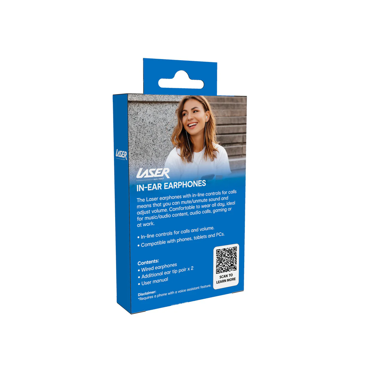 Laser Wired In-Ear Earphones with In-Line Controls (White) - Image 4