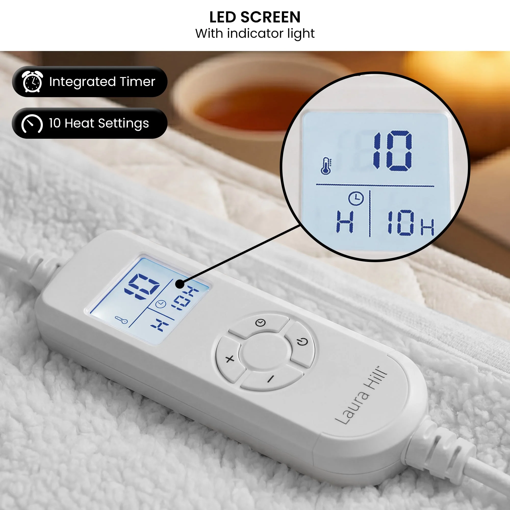 Laura Hill 9-Level Heated Fitted Electric Blanket with Fleece Underlay - King - Image 5