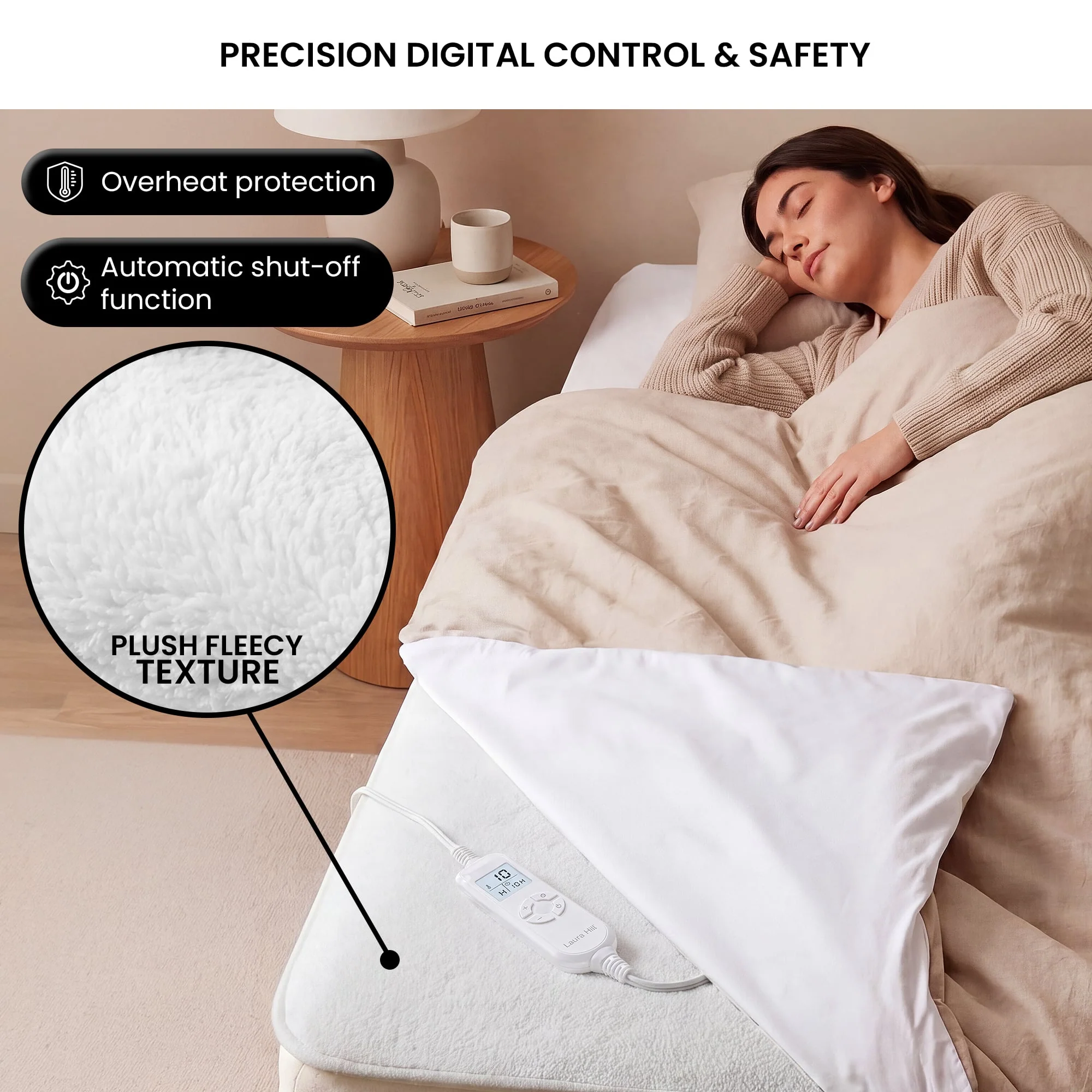 Laura Hill 9-Level Heated Fitted Electric Blanket with Fleece Underlay - Queen - Image 4