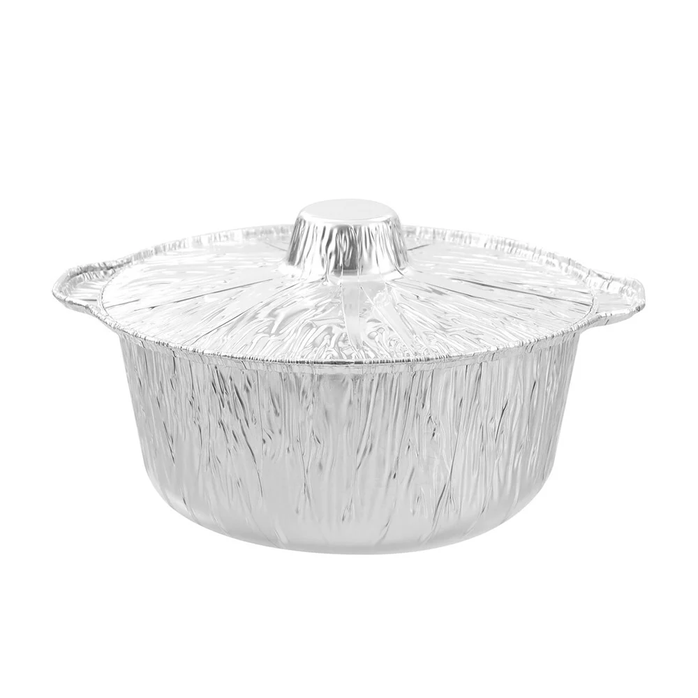 Lemon & Lime Foil BBQ Pot with Lid 2-Pack 3.8L/29cm (Silver) - Image 4