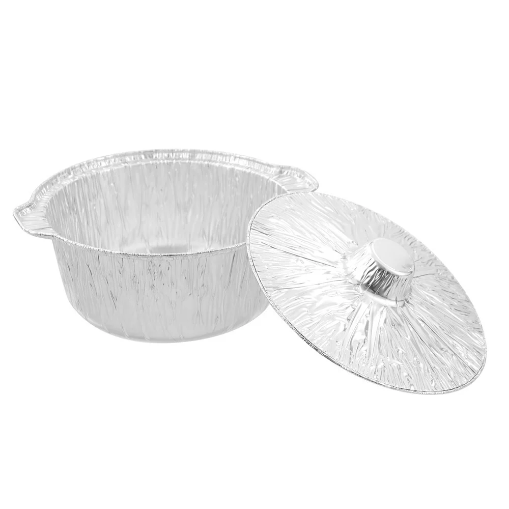Lemon & Lime Foil BBQ Pot with Lid 2-Pack 3.8L/29cm (Silver) - Image 5