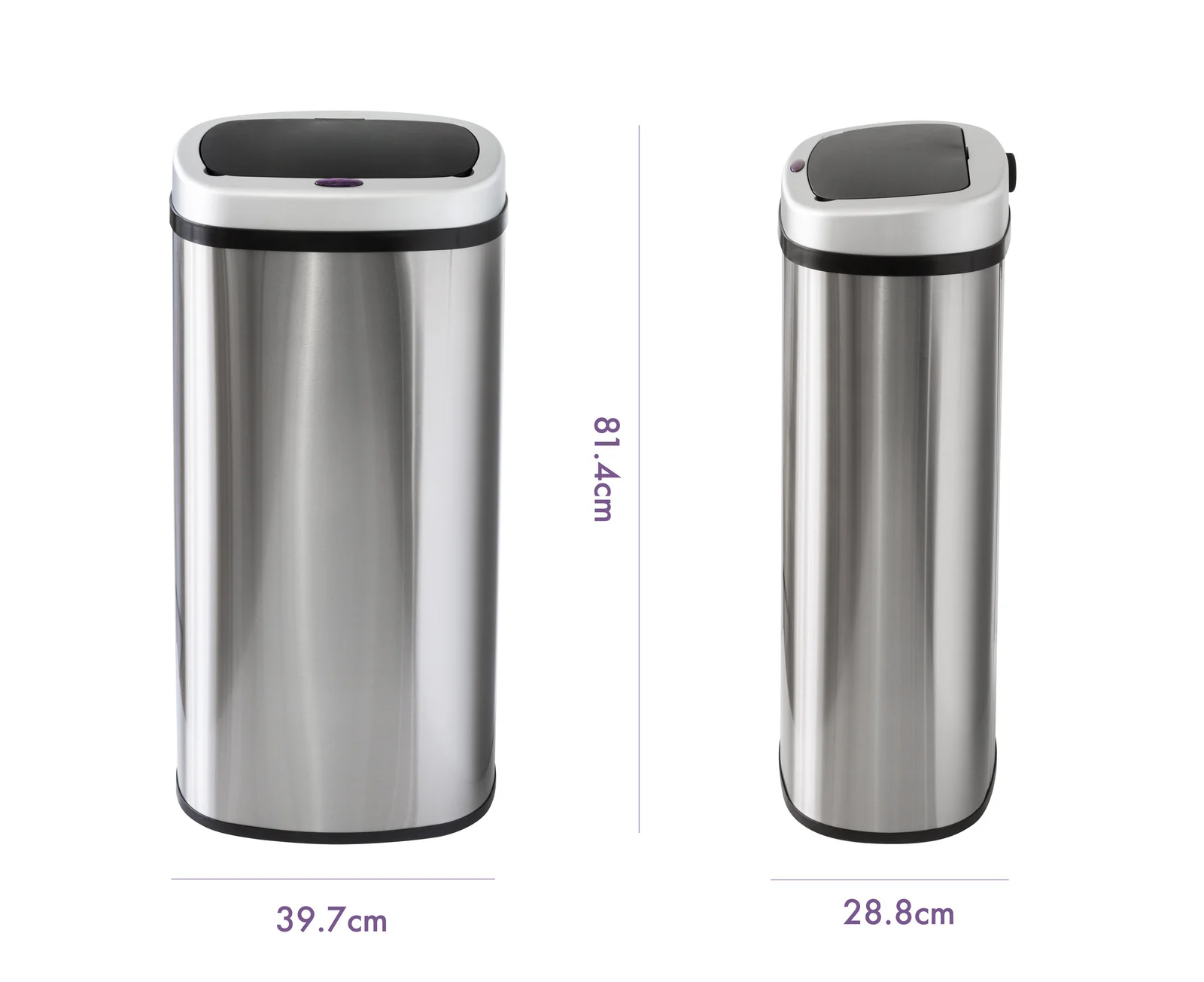 Lenoxx 70L Stainless Steel Motion Sensor Rubbish Bin - Image 2