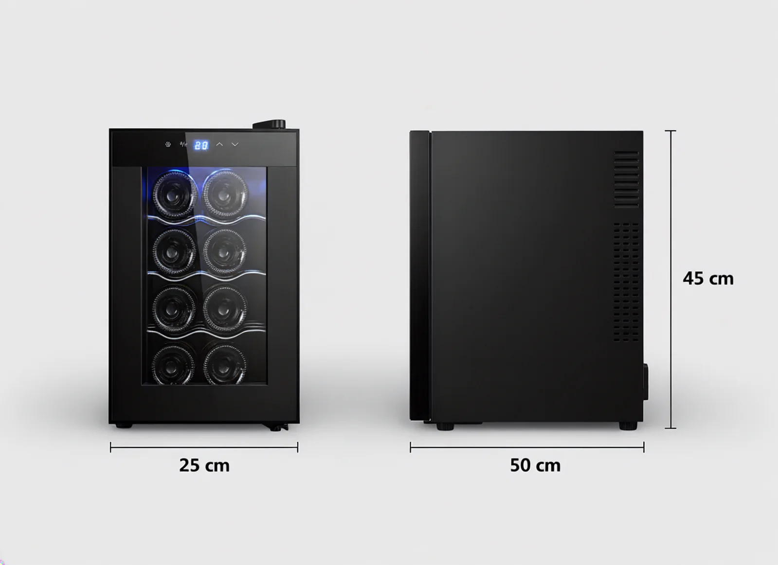 Lenoxx 8 Bottle Thermoelectric Wine Fridge, 65W, UV Protected Glass Door, Soft LED Illumination - Image 2