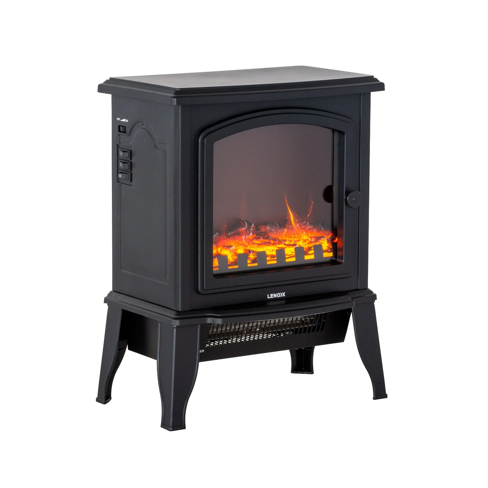 Lenoxx Electric 1000W to 2000W Fireplace Heater with Realistic Log Flame Display - Image 4