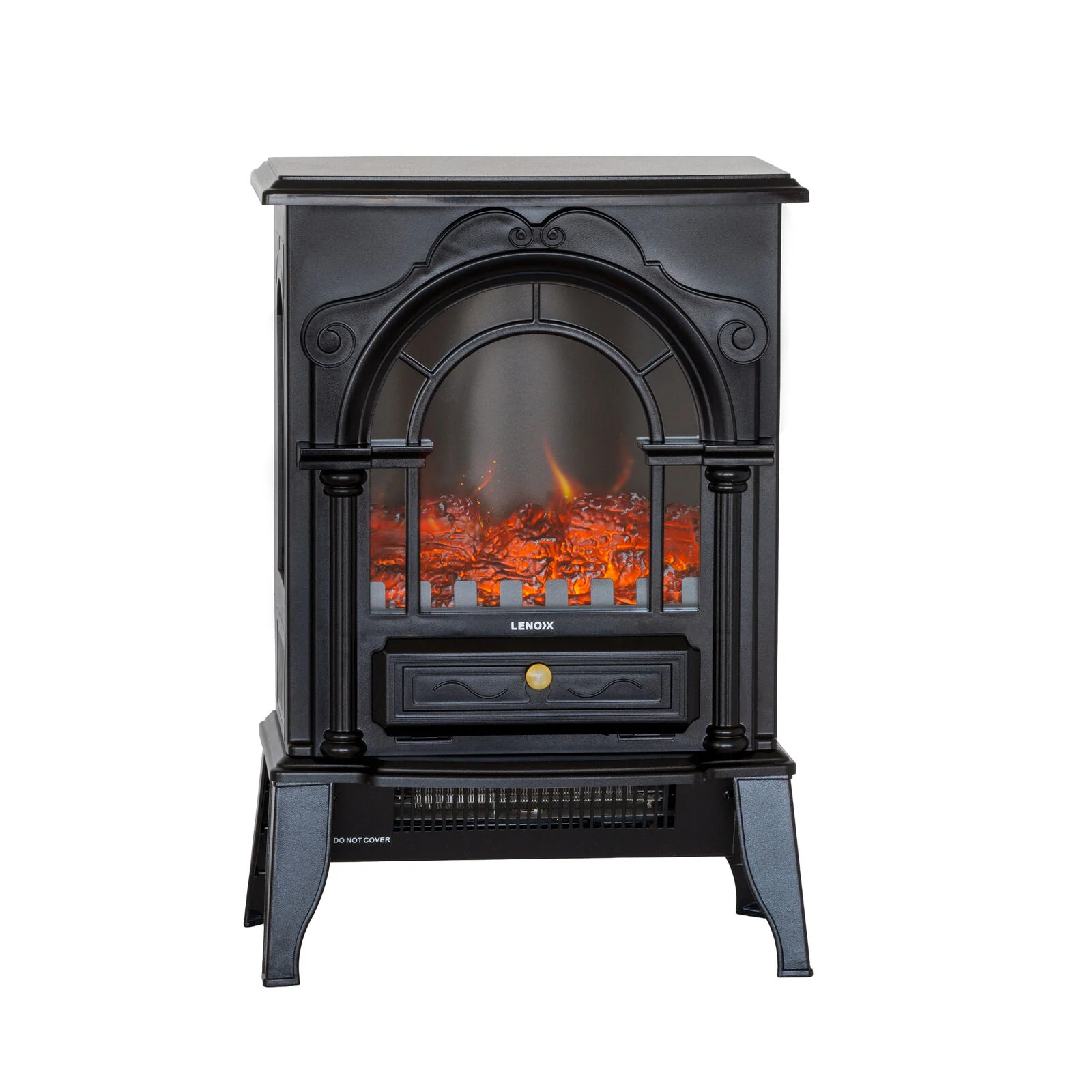 Lenoxx Electric 1000W to 2000W Freestanding Fireplace Heater with Panoramic 3 Sided Glass Design - Image 5