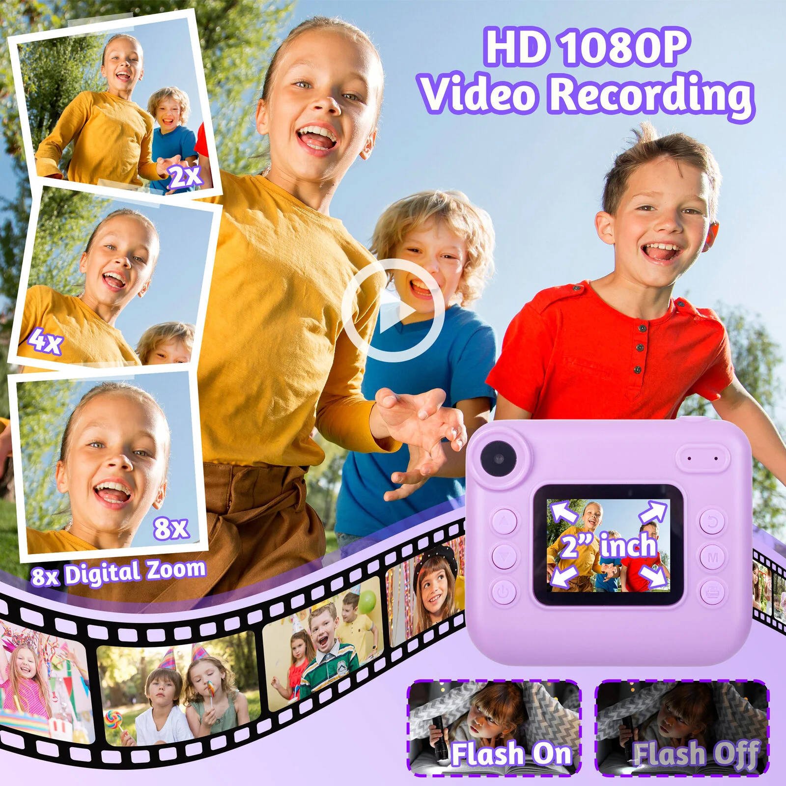 Lenoxx Kids 48MP Instant Print Camera with Dual Lens and 1080P HD Video - Image 4