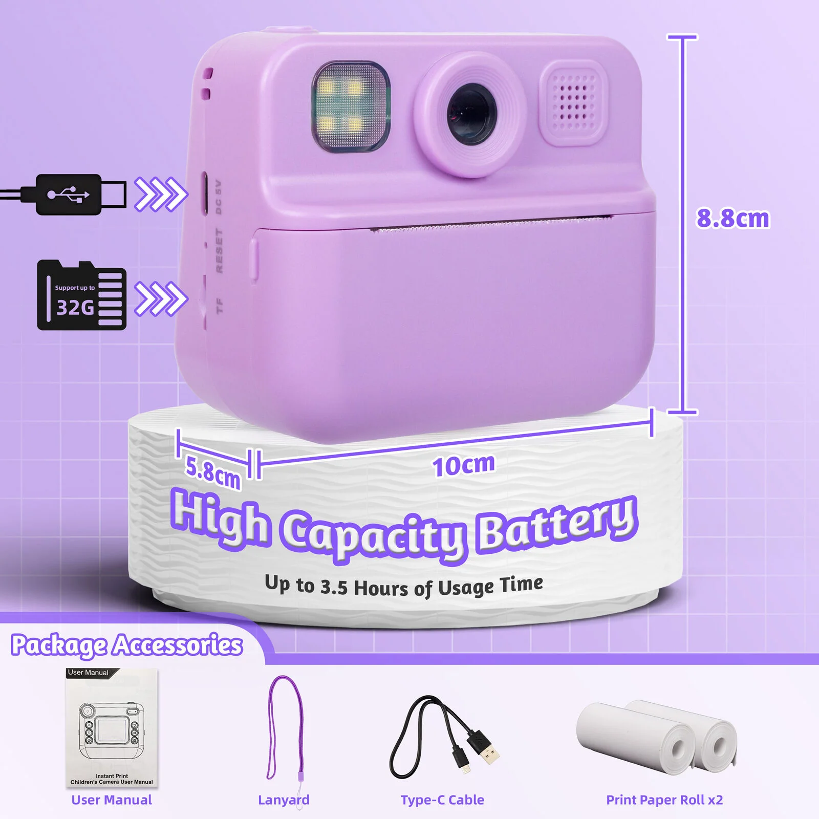 Lenoxx Kids 48MP Instant Print Camera with Dual Lens and 1080P HD Video - Image 7