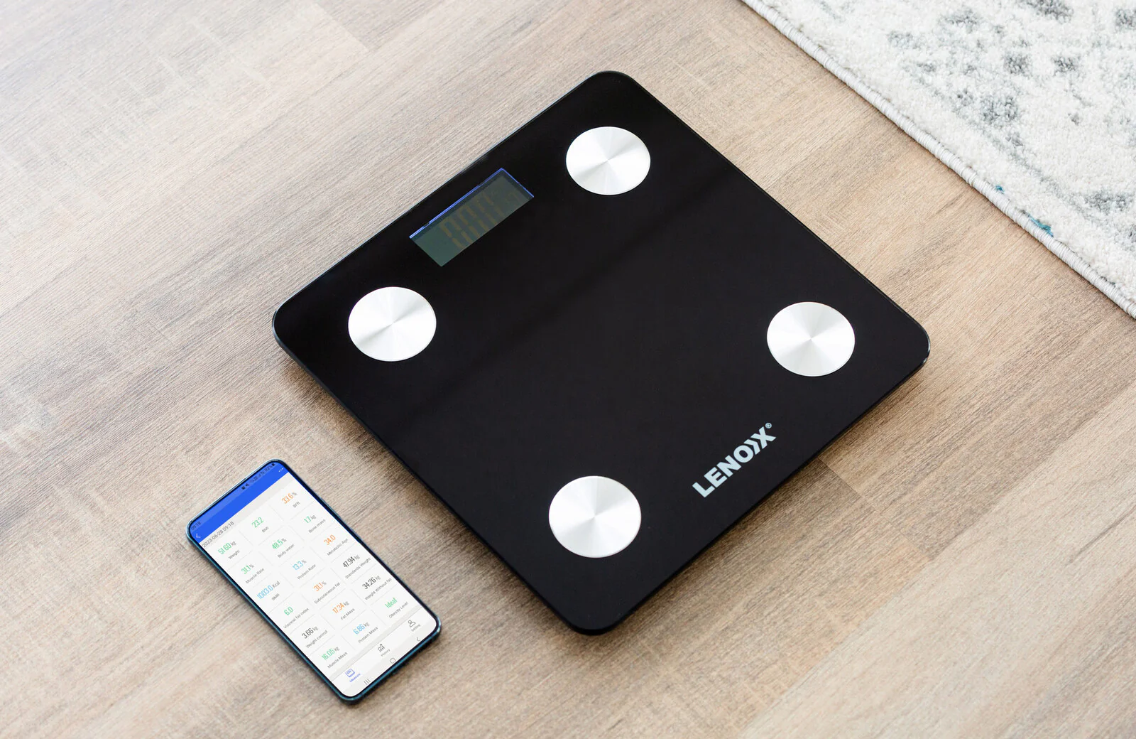 Lenoxx Smart Body Scale Bluetooth LED Weight Tracking & Recording - Image 3