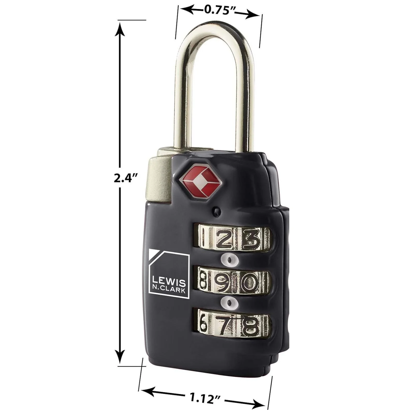 Lewis N. Clark TSA Combination Secure Padlock for Suitcase (Black) - Image 3