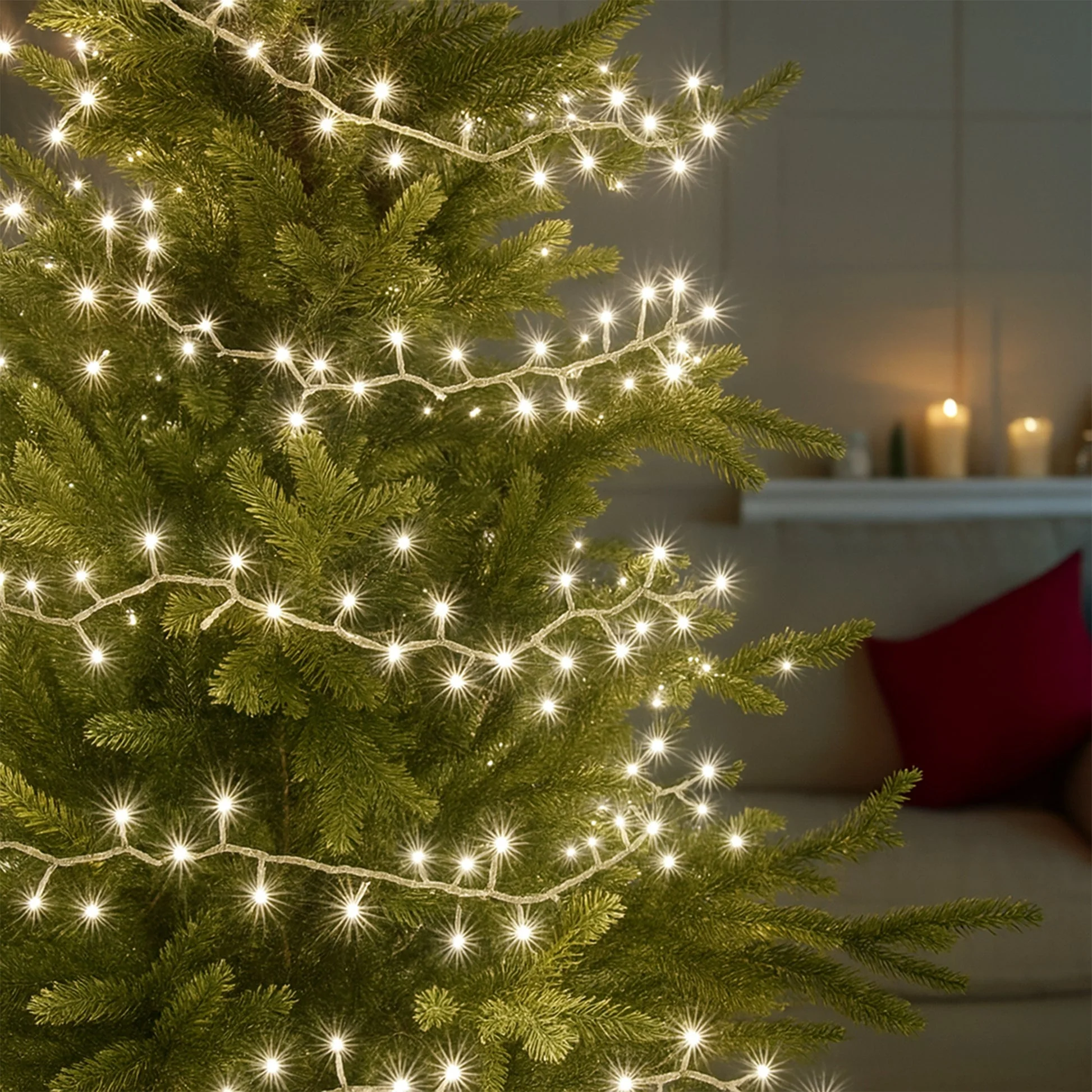 Lexi Lighting 520 LED Connectable Fairy Christmas Lights Chain with Clear Cable - White - Image 4