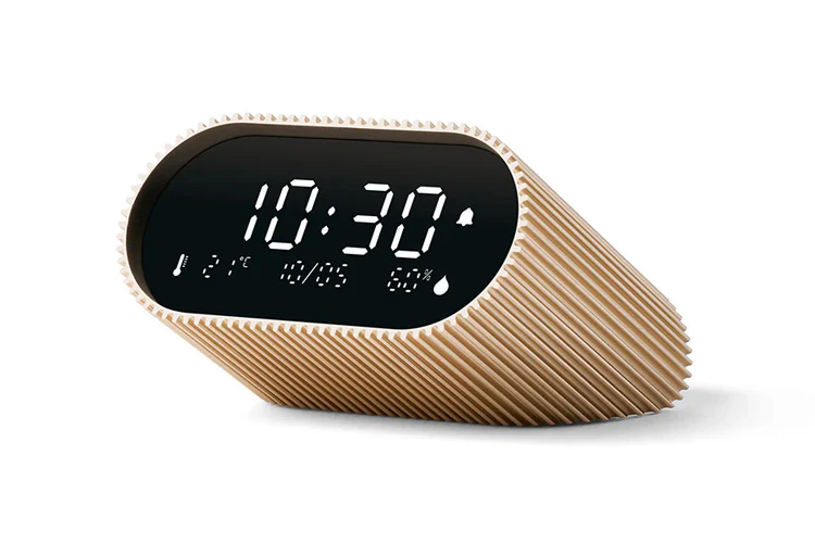 Lexon Ray Clock Lcd Alarm Clock with Temp and Humidity Display (Gold) - Image 3