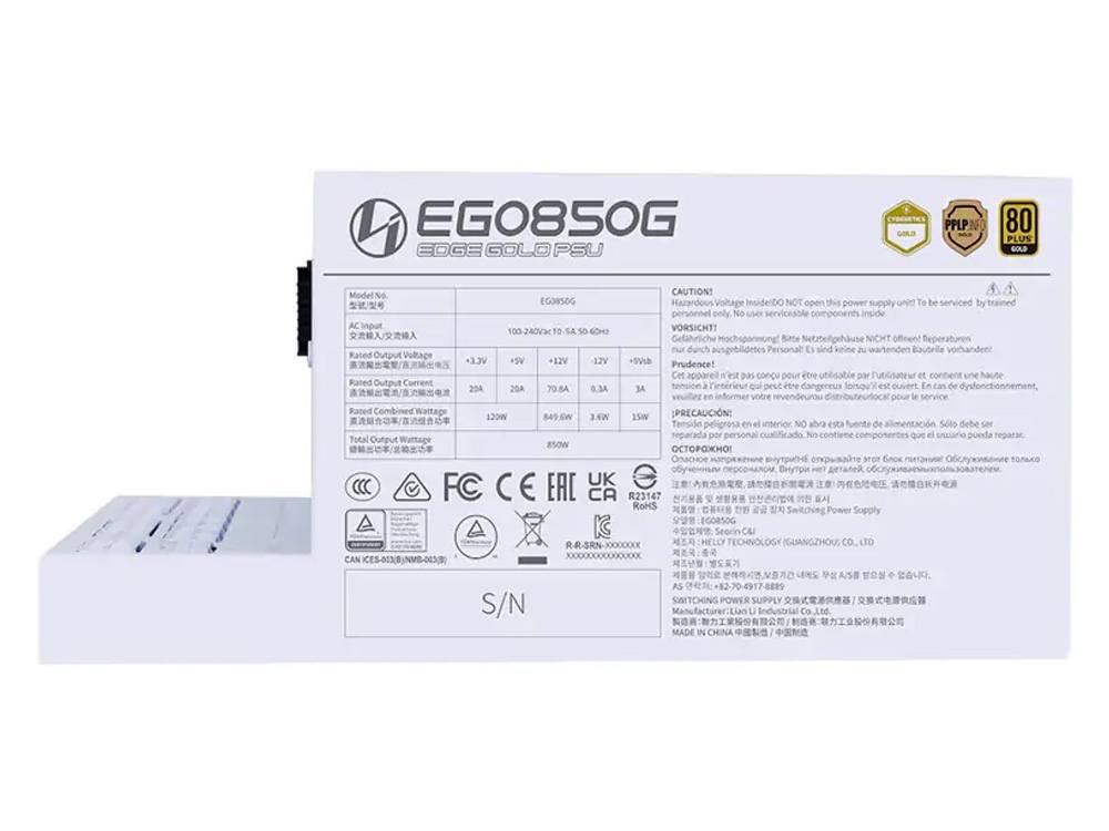 Lian Li Edge Gold 850W 80+ Gold Modular ATX 3.1 Power Supply - White (USB hub not included) - Image 3