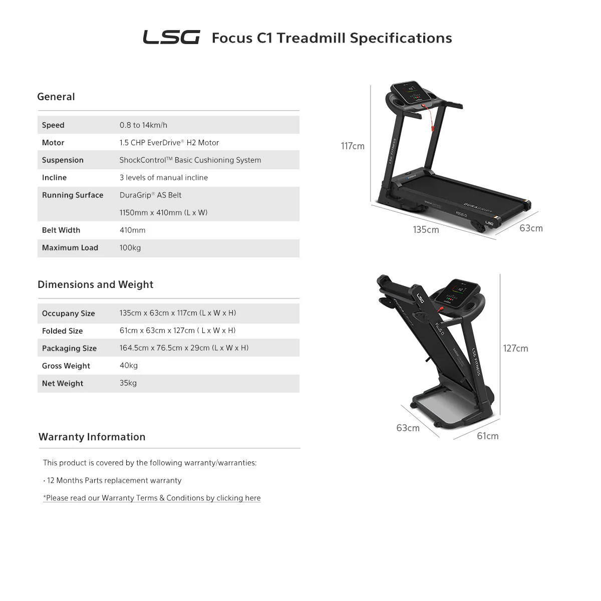 LSG Fitness Focus C1 Treadmill - Image 8