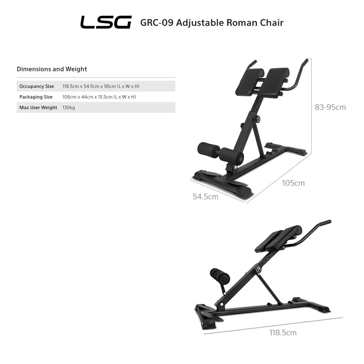 LSG GRC-09 Adjustable Roman Chair - Image 7
