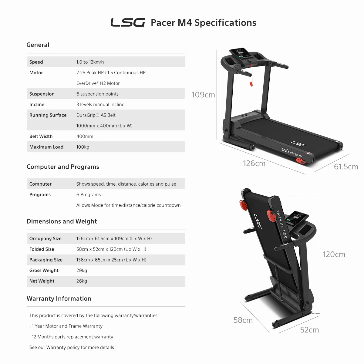 LSG Pacer M4 Treadmill - Image 10