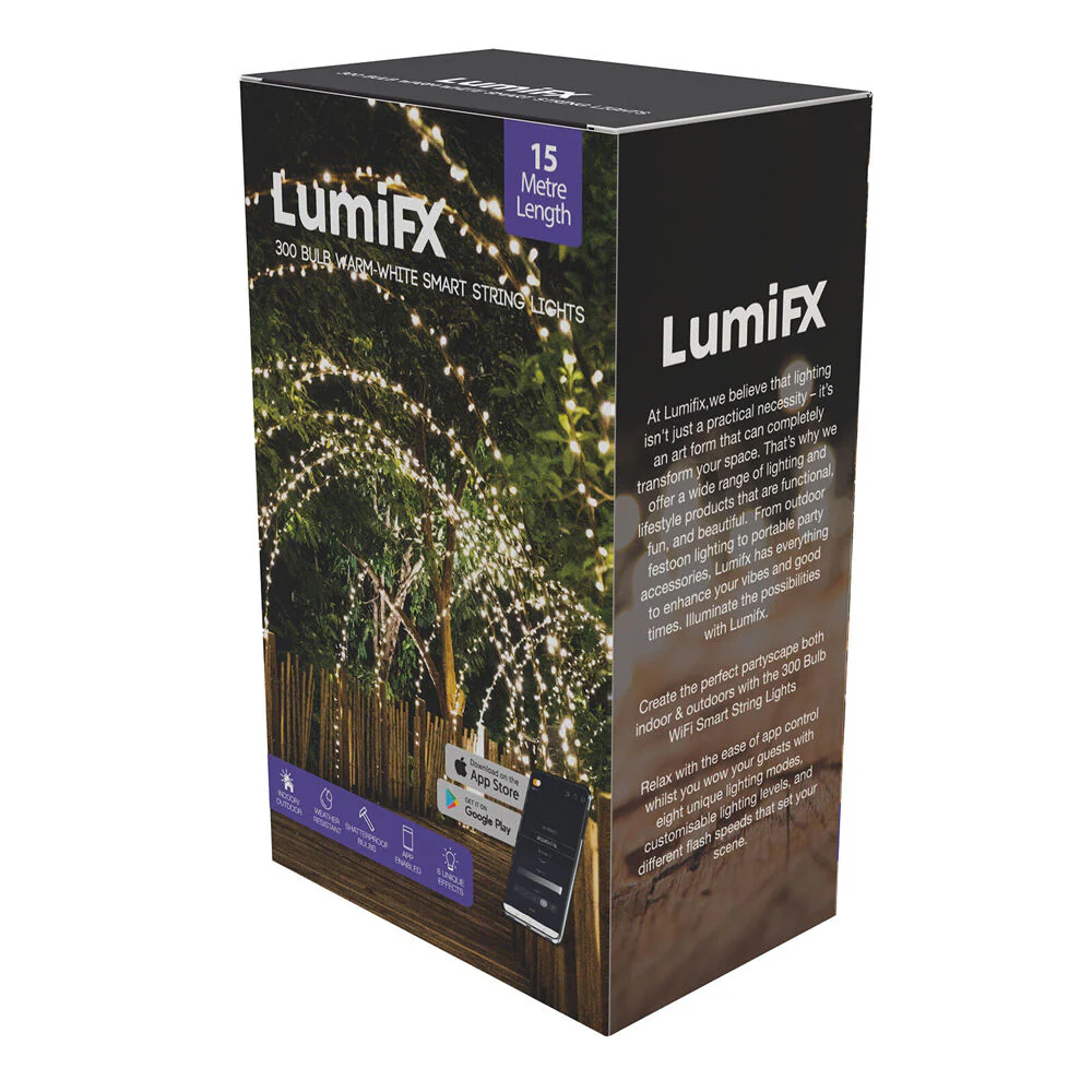 LumiFX 300 Bulb LED Wifi Smart String Lights 15m Warm White - Image 2