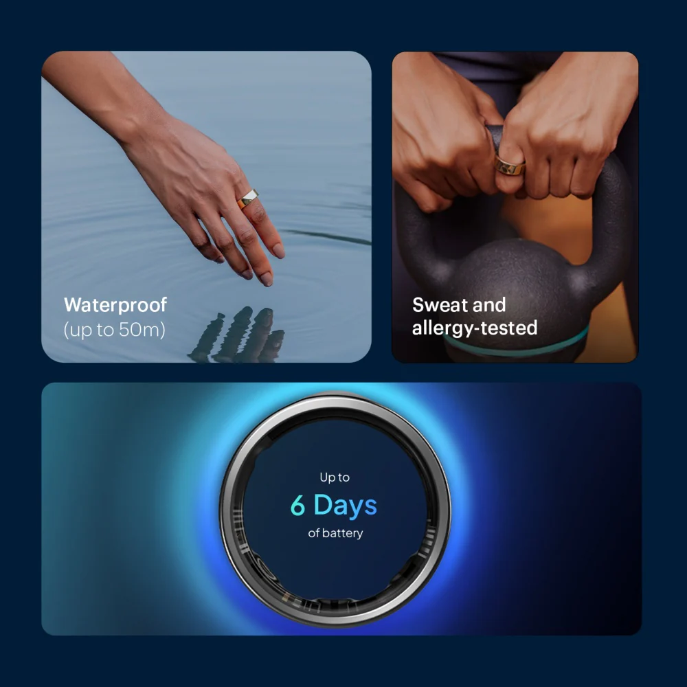 Luna Smart Ring Gen 2 Health Sleep Tracker Titanium Size 07 Lunar Black - Image 3