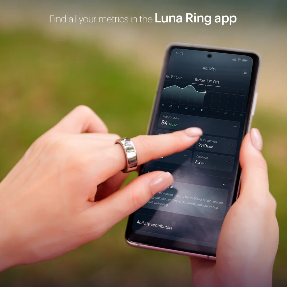 Luna Smart Ring Gen 2 Health Sleep Tracker Titanium Size 08 Lunar Black - Image 5