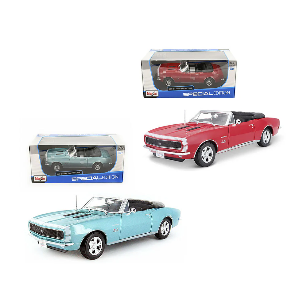 Maisto Licensed 1:18 Scale Chevrolet Camaro SS 396 Convertible 1967 Diecast Model Car (Turquoise) - Image 5