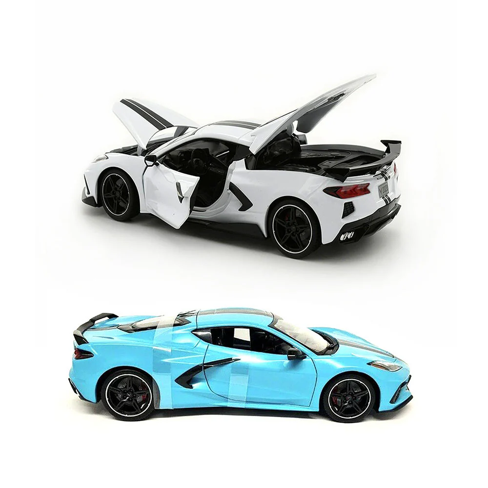 Maisto Licensed 1:18 Scale Chevrolet Corvette Stingray Coupe High Wing 2020 Diecast Model Car (Blue) - Image 5