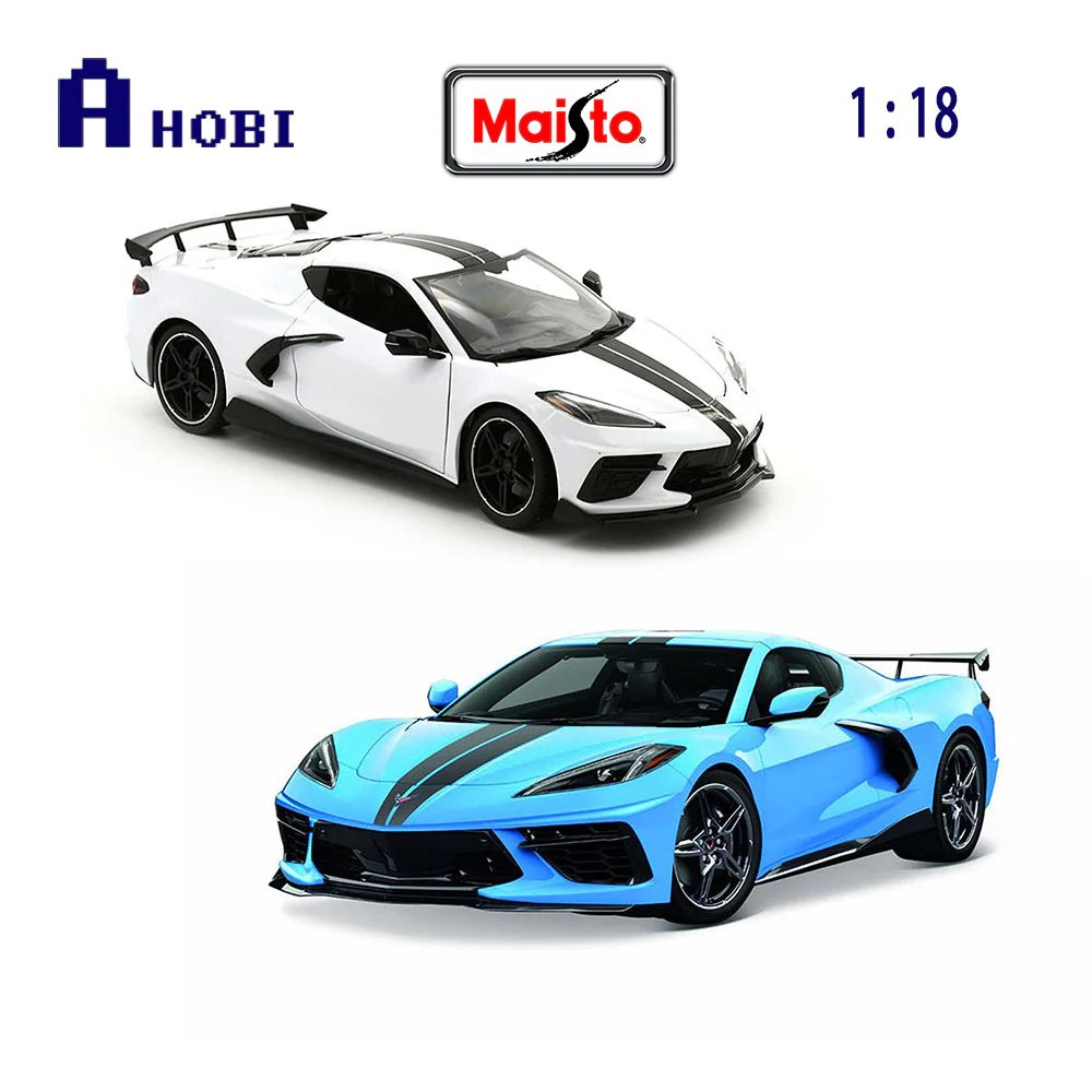 Maisto Licensed 1:18 Scale Chevrolet Corvette Stingray Coupe High Wing 2020 Diecast Model Car (Blue) - Image 6