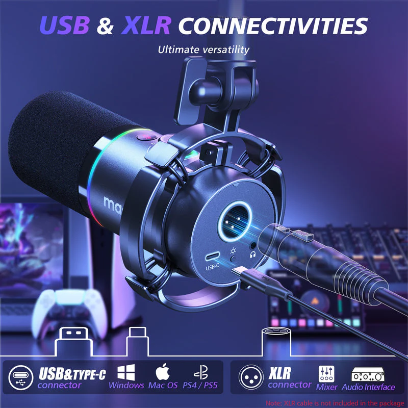 MAONO PD200XS USB/XLR Dynamic Microphone Set with Boom Arm - Image 2