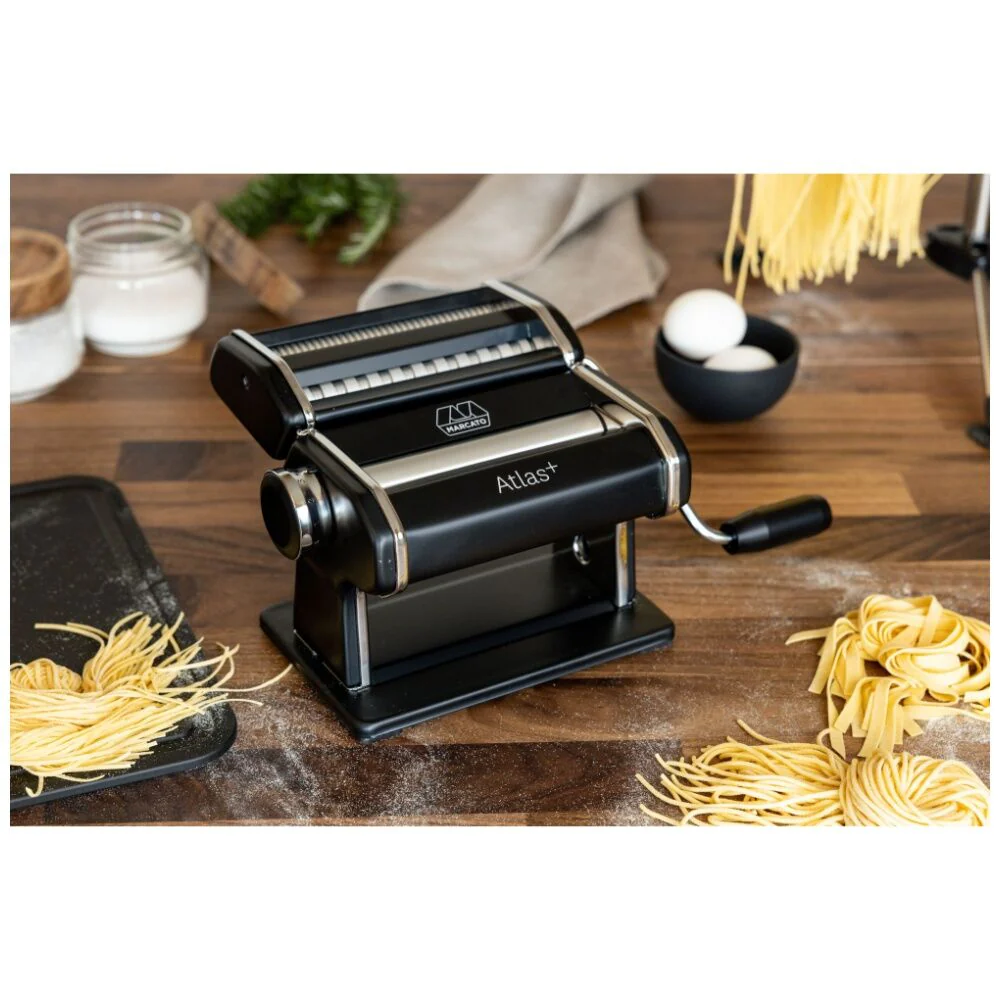 Marcato Atlas Plus Pasta Machine Stainless Steel with 4 Shape Settings (Black) - Image 2