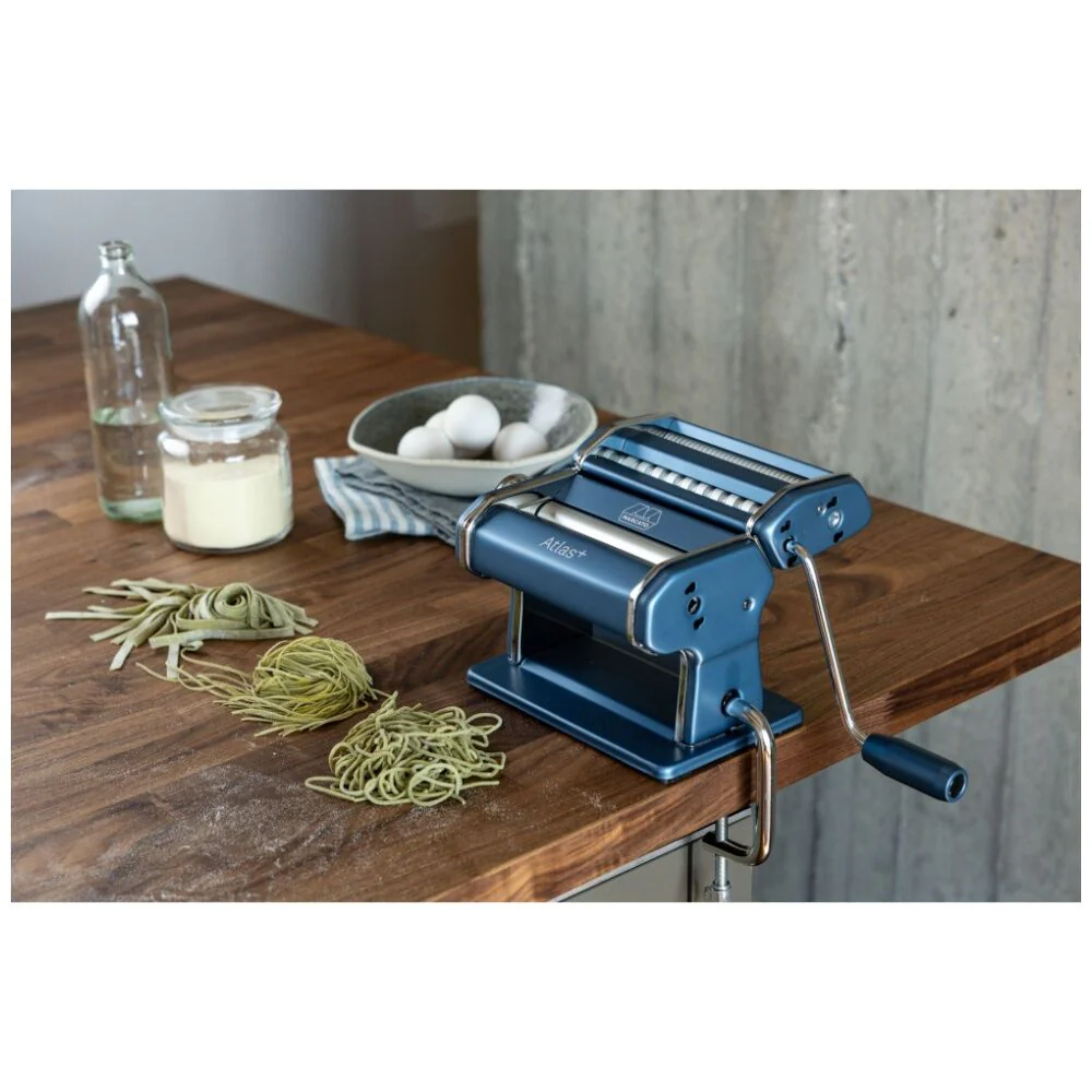 Marcato Atlas Plus Pasta Machine Stainless Steel with 4 Shape Settings (Blue) - Image 2