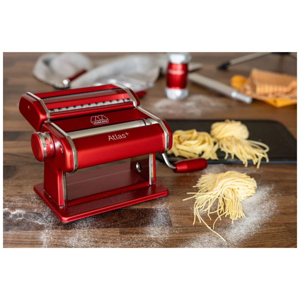 Marcato Atlas Plus Pasta Machine Stainless Steel with 4 Shape Settings (Red) - Image 2