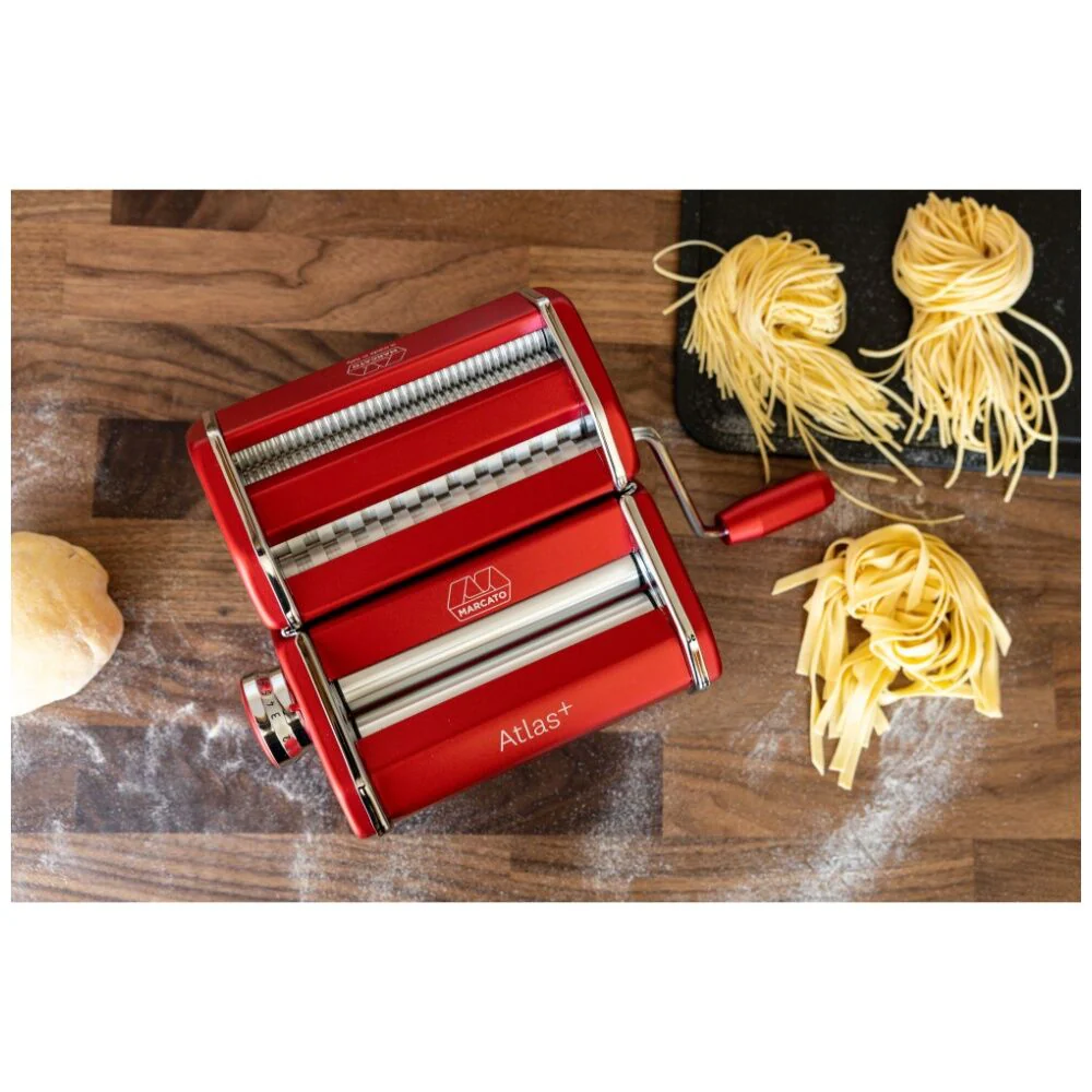 Marcato Atlas Plus Pasta Machine Stainless Steel with 4 Shape Settings (Red) - Image 3
