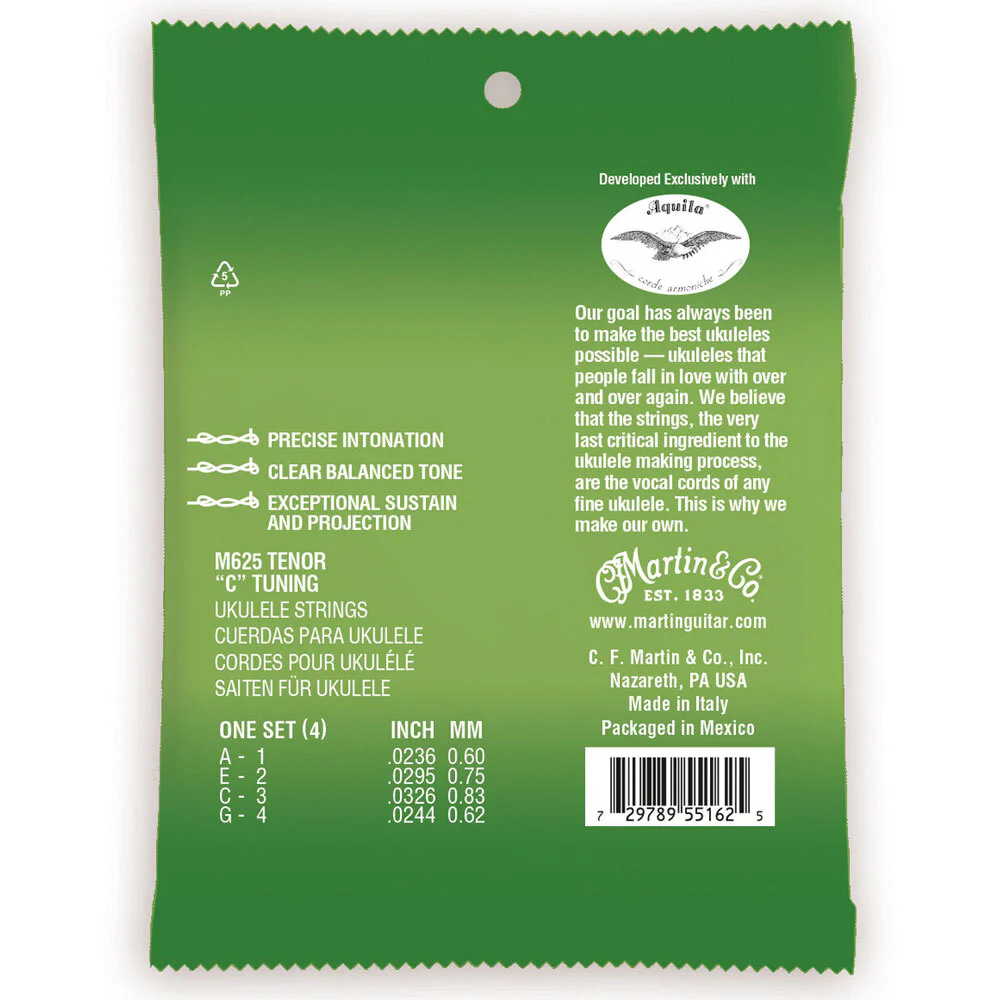 Martin Guitar M625 Premium Ukulele Strings Polygut Tenor Gauge - Image 2