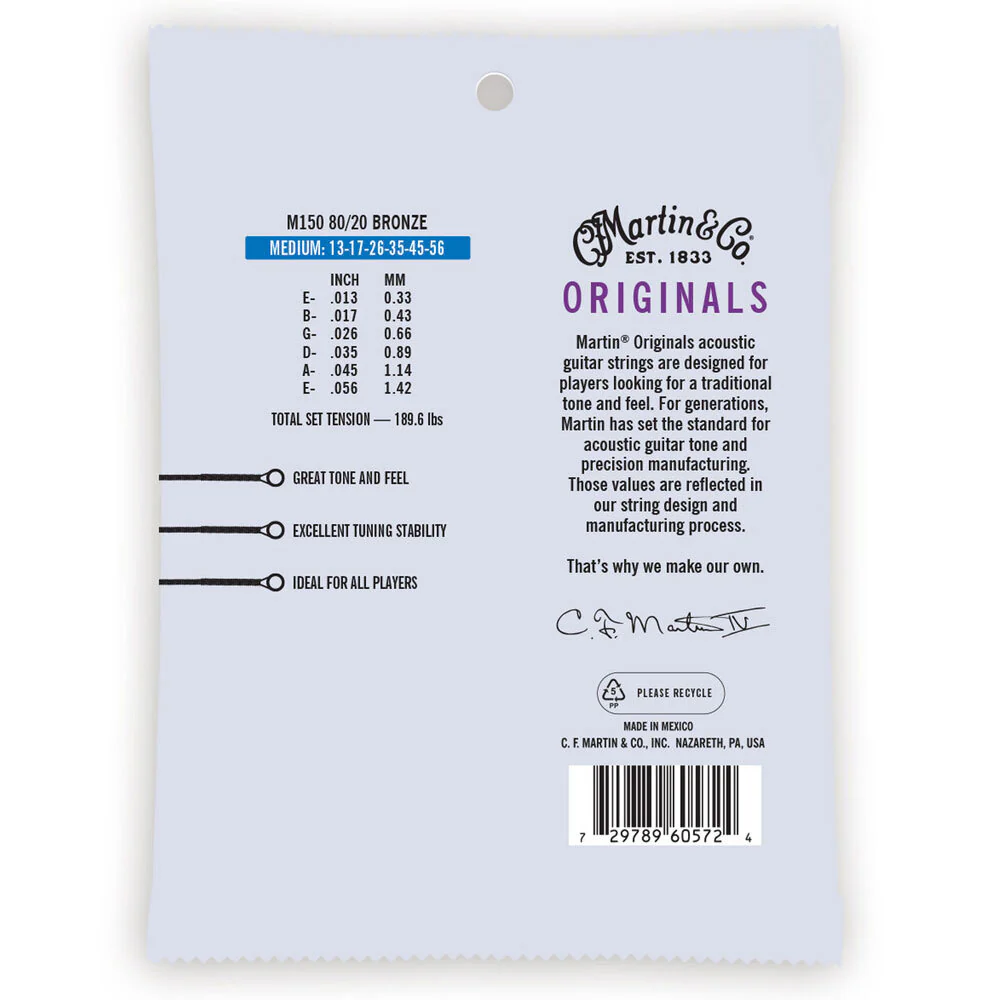 Martin Guitar MA150 Authentic Acoustic Strings 80/20 Bronze Medium - Image 2